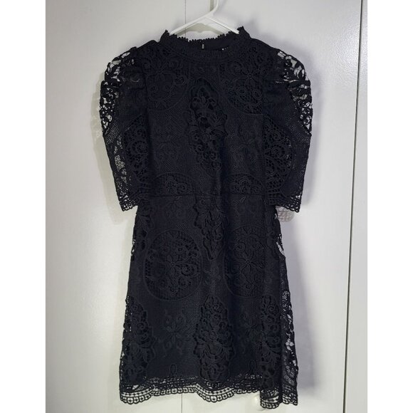 gb Girls Embroidered Lace Mini Dress Black Whimsigoth Grunge Halloween SZ 12 - Picture 4 of 11